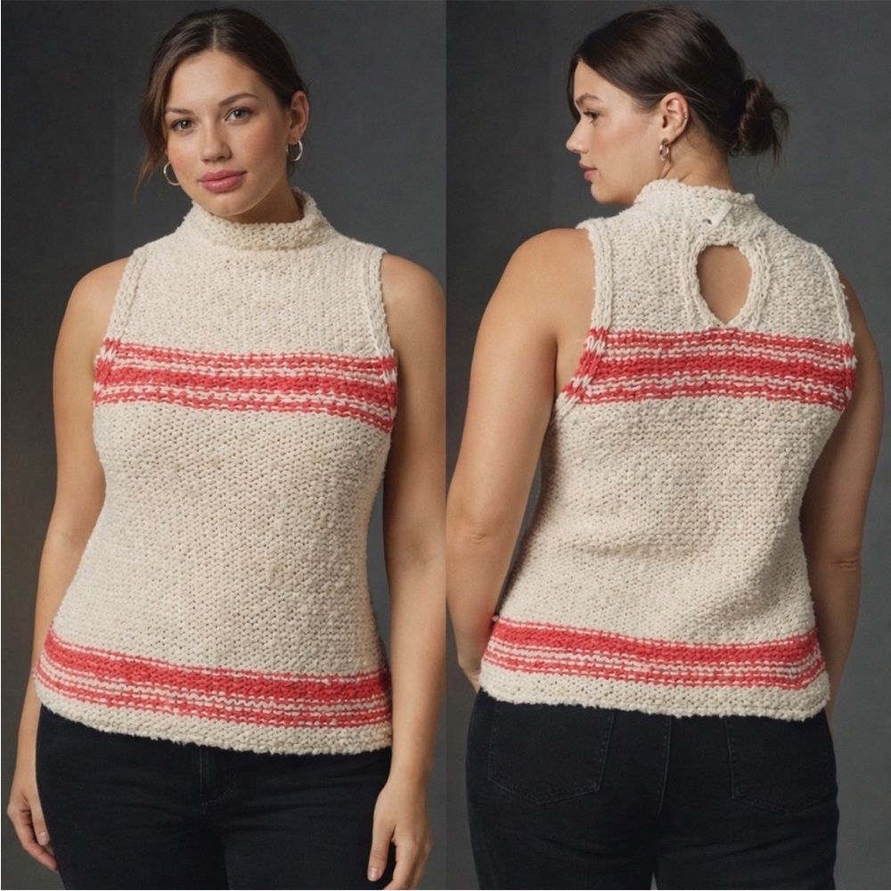 NWT Anthropologie Pilcro Mock Neck Keyhole Chunky Knit Sweater Tank Top 1X
